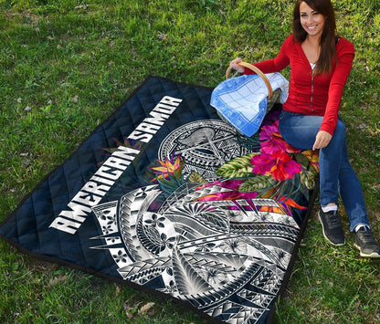American Samoa Premium Quilt - Polynesian Hibiscus with Summer Vibes