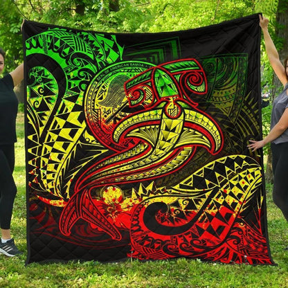 American Samoa Premium Quilt - Reggae Shark Polynesian Tattoo