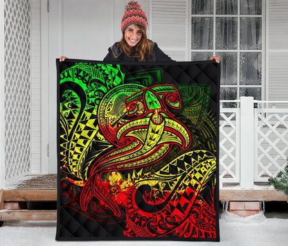 American Samoa Premium Quilt - Reggae Shark Polynesian Tattoo