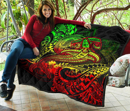 American Samoa Premium Quilt - Reggae Shark Polynesian Tattoo
