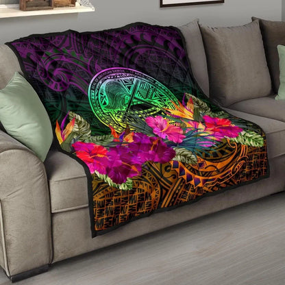 American Samoa Premium Quilt - Summer Hibiscus