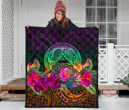 American Samoa Premium Quilt - Summer Hibiscus