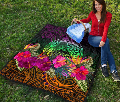 American Samoa Premium Quilt - Summer Hibiscus