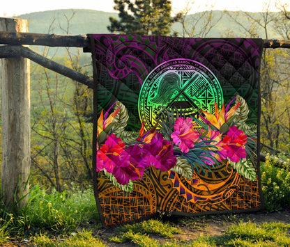 American Samoa Premium Quilt - Summer Hibiscus