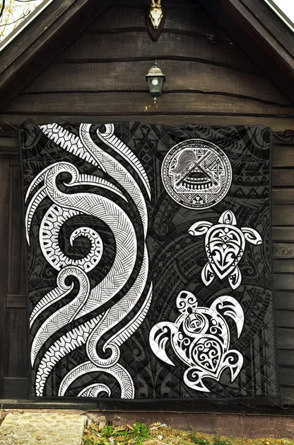 American Samoa Premium Quilt - White Tentacle Turtle