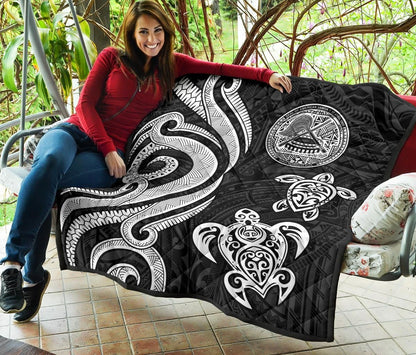 American Samoa Premium Quilt - White Tentacle Turtle