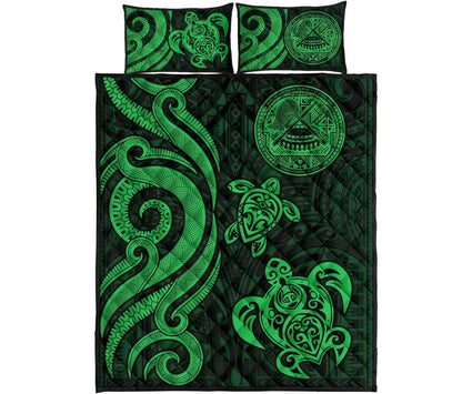 American Samoa Quilt Bed Set - Green Tentacle Turtle
