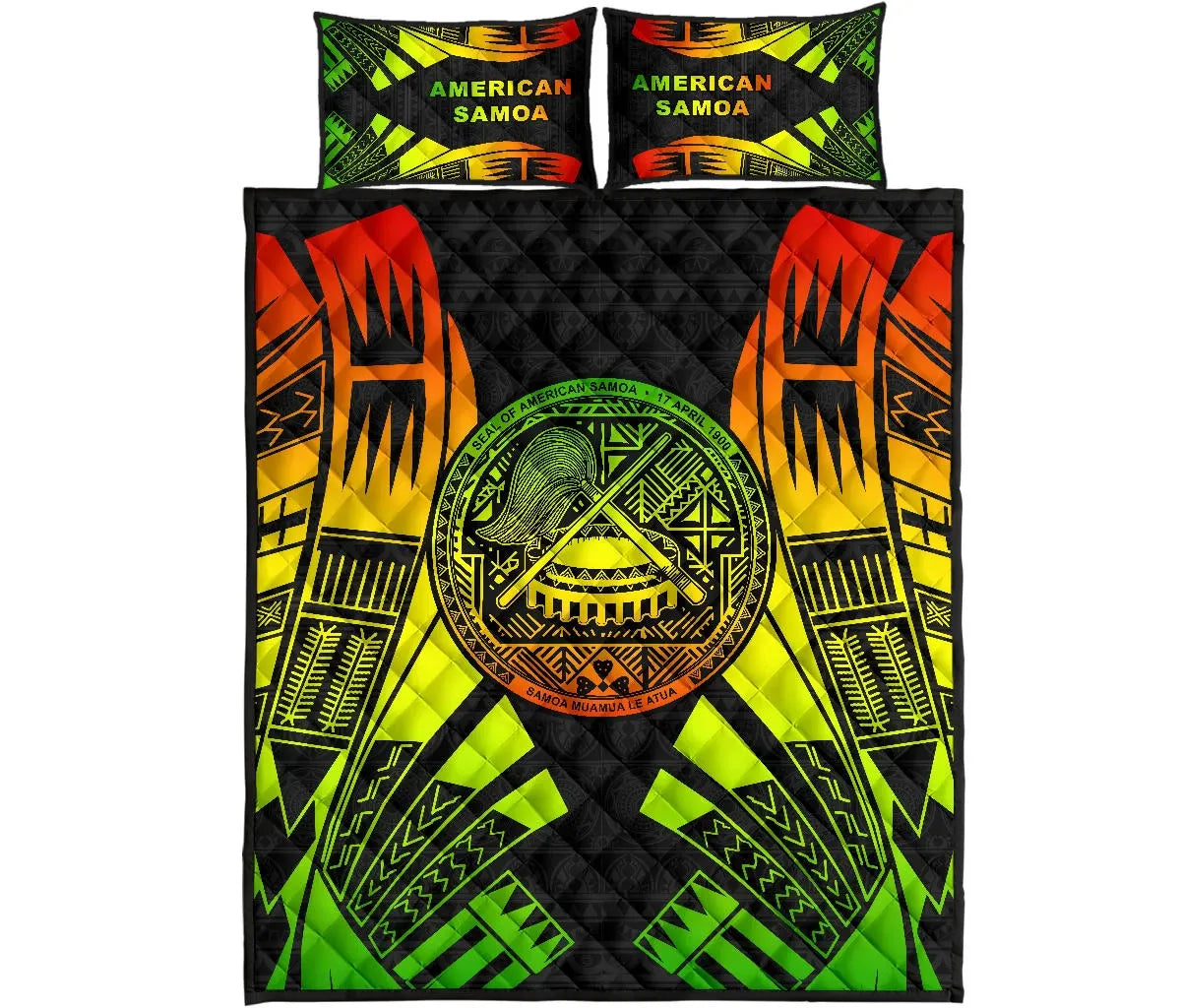 American Samoa Quilt Bed Set - American Samoa Seal Polynesian Reggae Tattoo