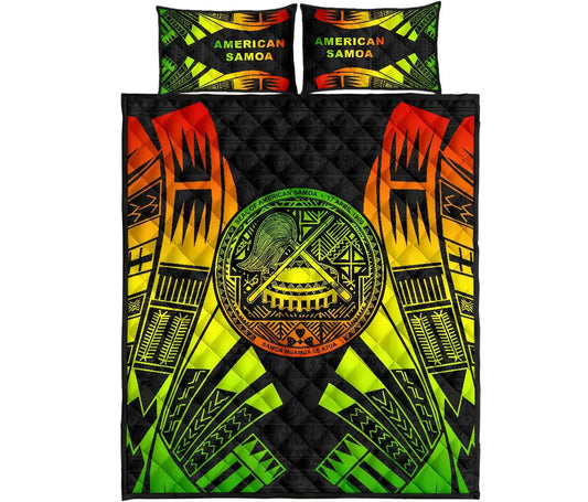 American Samoa Quilt Bed Set - American Samoa Seal Polynesian Reggae Tattoo