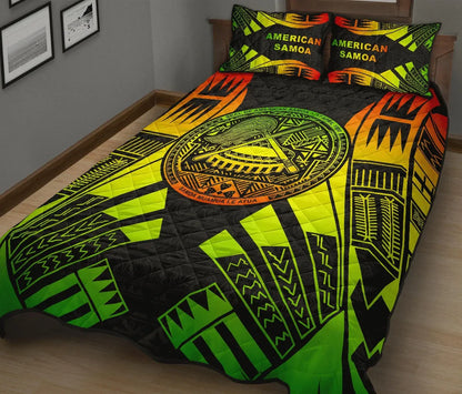 American Samoa Quilt Bed Set - American Samoa Seal Polynesian Reggae Tattoo