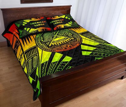 American Samoa Quilt Bed Set - American Samoa Seal Polynesian Reggae Tattoo