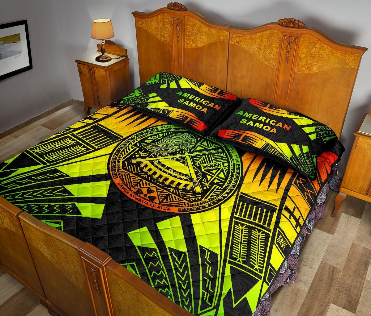 American Samoa Quilt Bed Set - American Samoa Seal Polynesian Reggae Tattoo