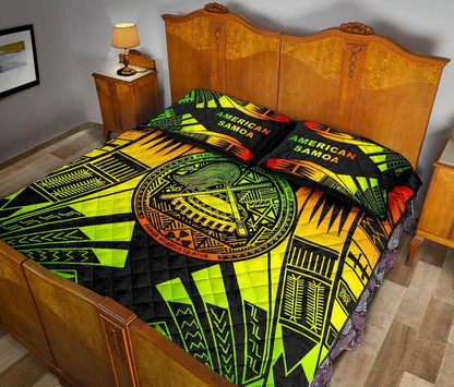American Samoa Quilt Bed Set - American Samoa Seal Polynesian Reggae Tattoo