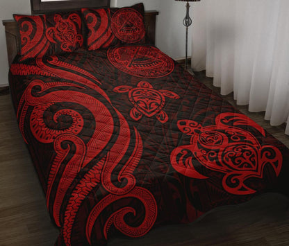 American Samoa Quilt Bed Set - Red Tentacle Turtle
