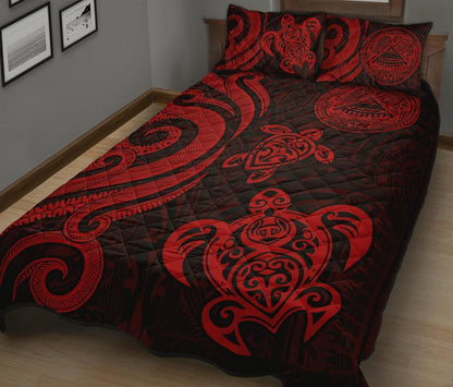 American Samoa Quilt Bed Set - Red Tentacle Turtle