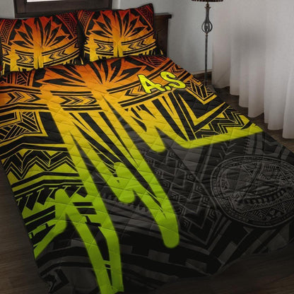 American Samoa Quilt Bed Sets - Seal With Polynesian Pattern Heartbeat Style (Reggae)