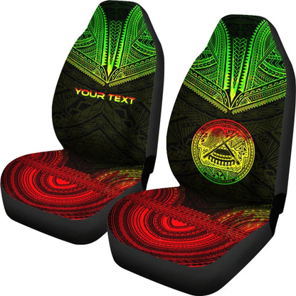 American Samoa Custom Personalised Car Seat Cover - American Samoa Seal Polynesian Chief Tattoo Reggae Version