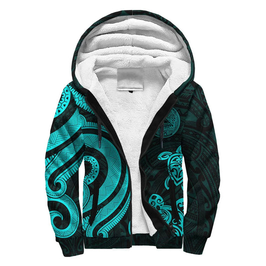American Samoa Sherpa Hoodie - Turquoise Tentacle Turtle