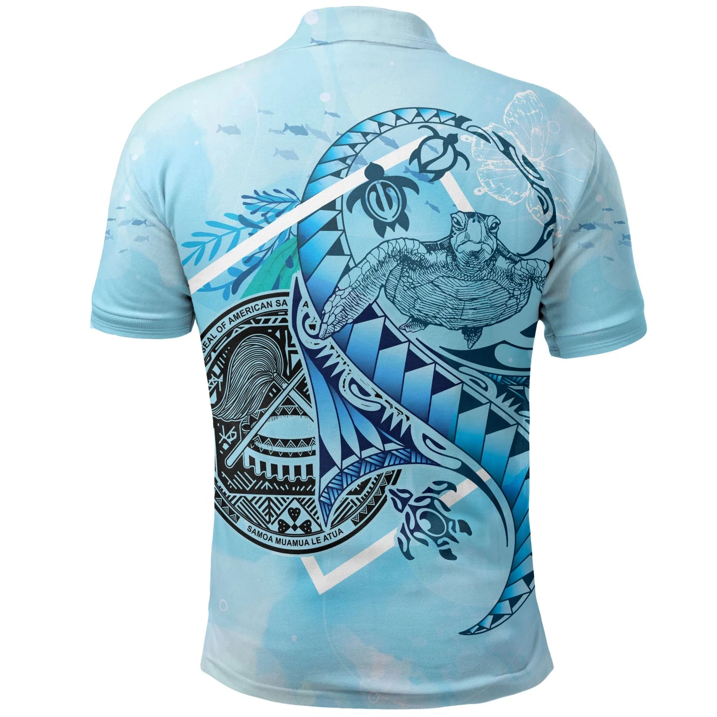 American Samoa Shirt Polo - Polynesian Turtle Under The Sea