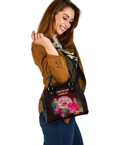 American Samoa Shoulder Handbag - Coat Of Arm With Polynesian Patterns