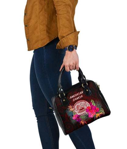 American Samoa Shoulder Handbag - Coat Of Arm With Polynesian Patterns
