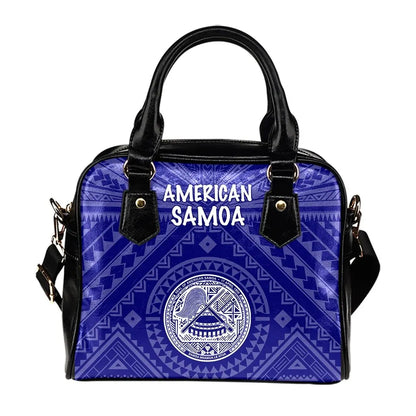 American Samoa Shoulder Handbag - Seal In Polynesian Tattoo Style (Blue)