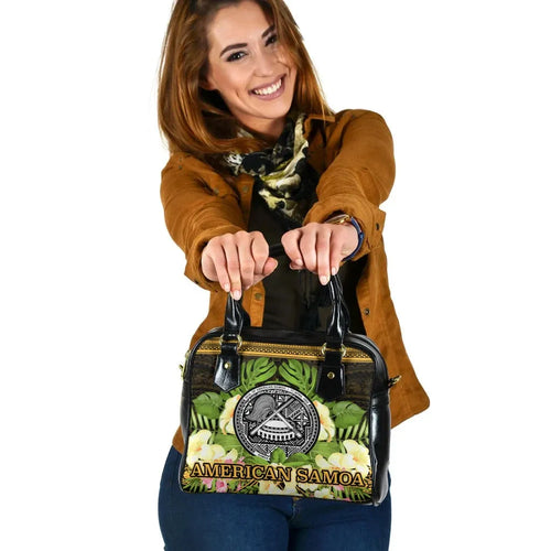 American Samoa Shoulder Handbag - Polynesian Gold Patterns Collection