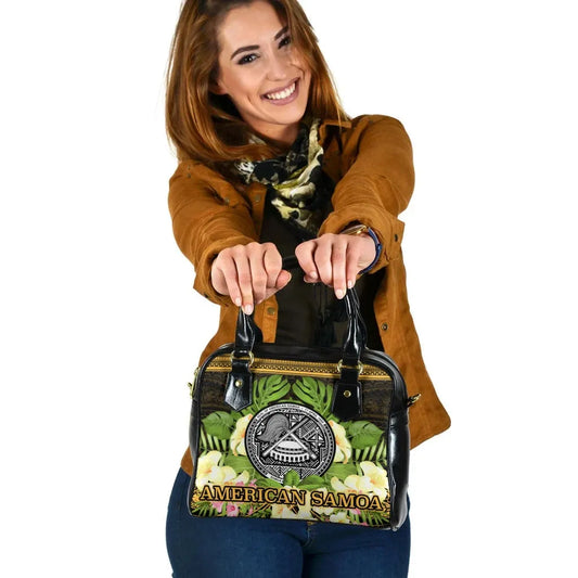 American Samoa Shoulder Handbag - Polynesian Gold Patterns Collection