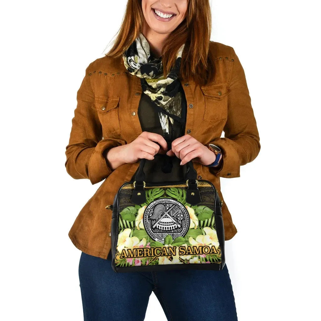 American Samoa Shoulder Handbag - Polynesian Gold Patterns Collection