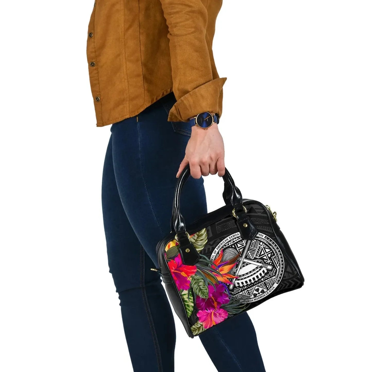 American Samoa Shoulder Handbag - Polynesian Hibiscus Pattern