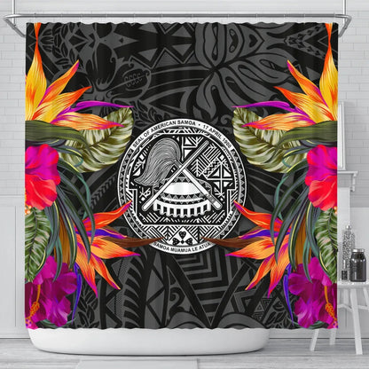 American Samoa Shower Curtain - Polynesian Hibiscus Pattern