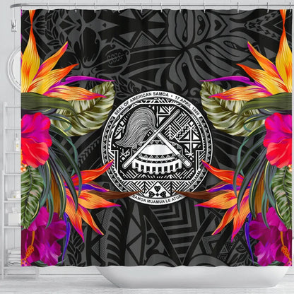 American Samoa Shower Curtain - Polynesian Hibiscus Pattern
