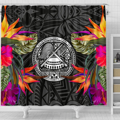 American Samoa Shower Curtain - Polynesian Hibiscus Pattern