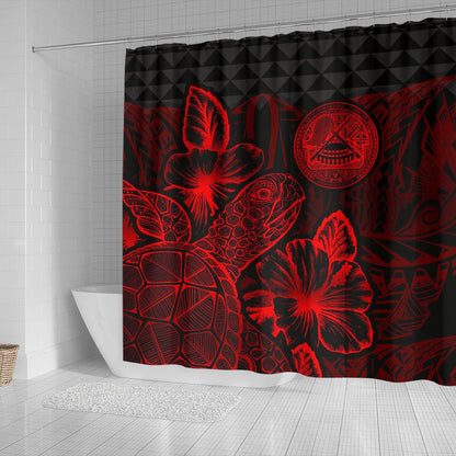 American Samoa Shower Curtain Turtle Hibiscus Red