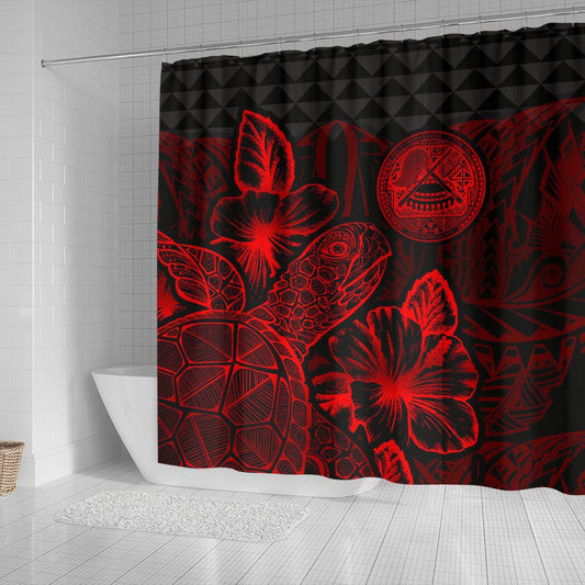 American Samoa Shower Curtain Turtle Hibiscus Red