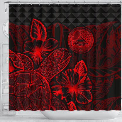 American Samoa Shower Curtain Turtle Hibiscus Red
