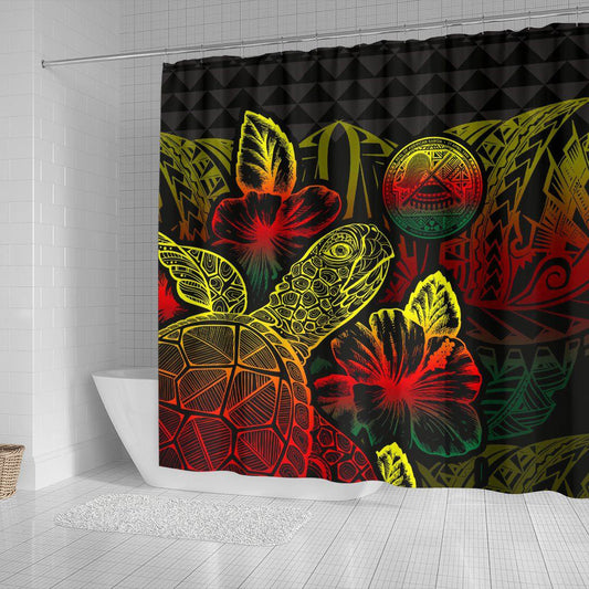American Samoa Shower Curtain Turtle Hibiscus Reggae
