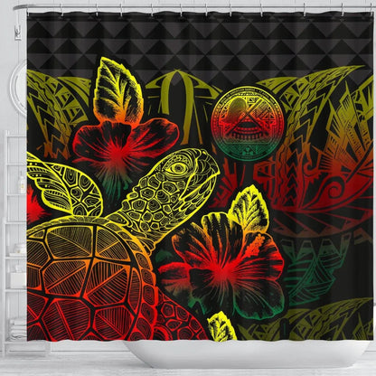 American Samoa Shower Curtain Turtle Hibiscus Reggae