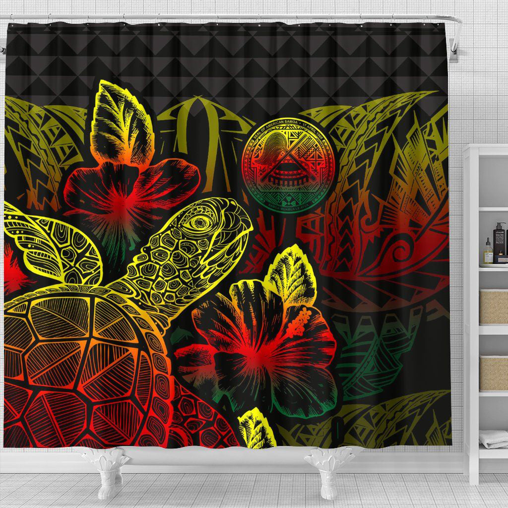American Samoa Shower Curtain Turtle Hibiscus Reggae