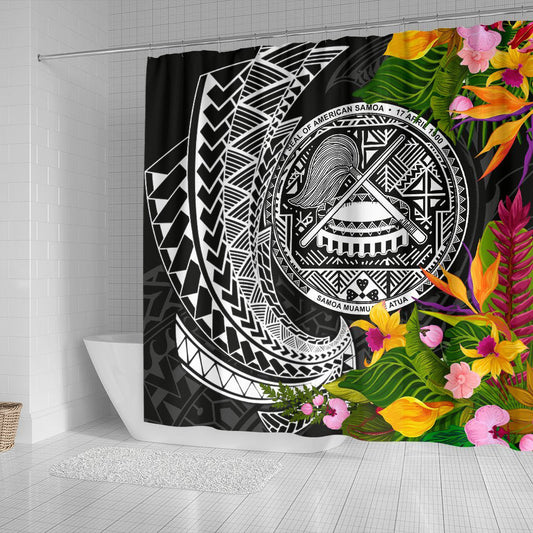 American Samoa Shower Curtain - Seal Spiral Polynesian Patterns