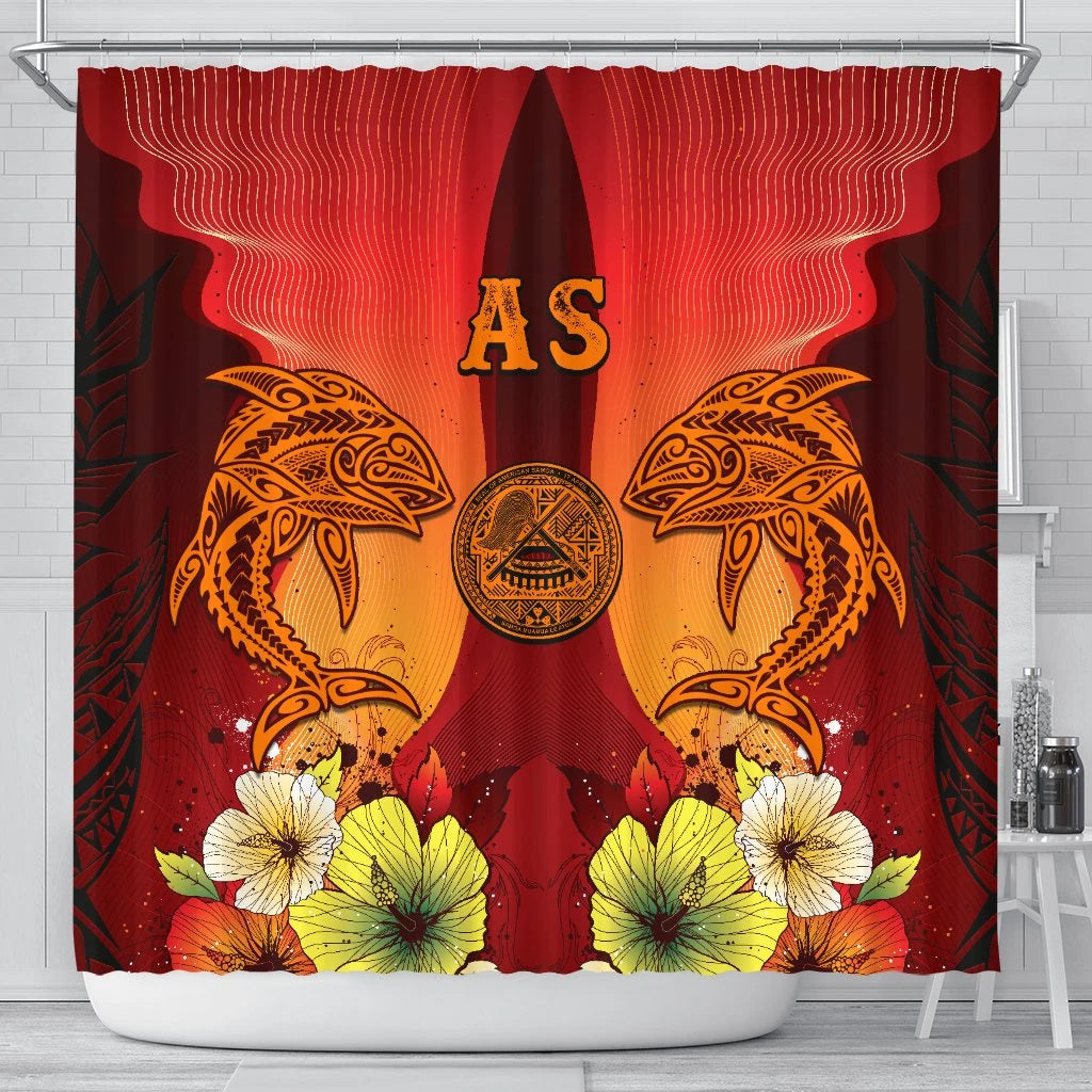 American Samoa Shower Curtains - Tribal Tuna Fish