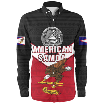 American Samoa Long Sleeve Shirt Custom Polynesian Tribal Sport Style