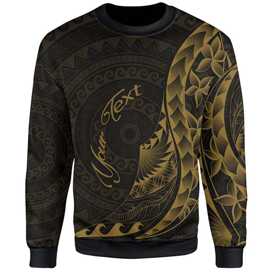 American Samoa Sweatshirt - Custom Personalised Polynesian Pattern Style Gold Color