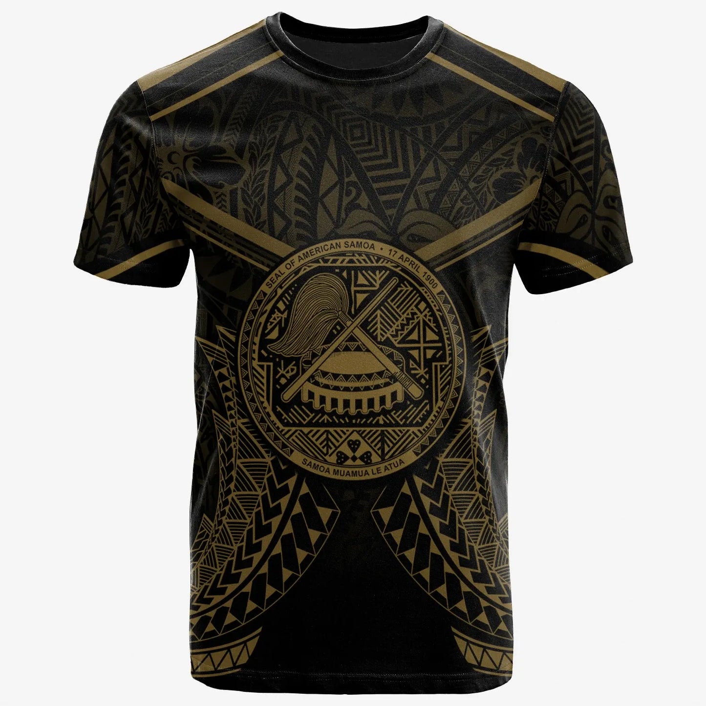 American Samoa T-Shirt - American Samoa Seal With Gold Line Style