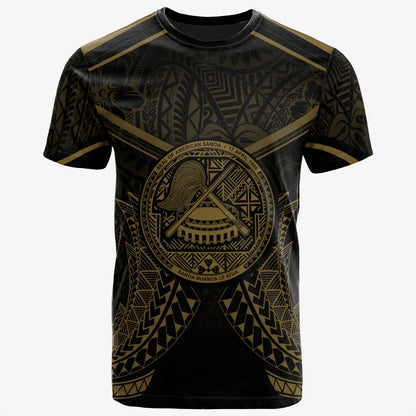 American Samoa T-Shirt - American Samoa Seal With Gold Line Style