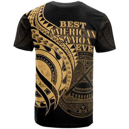 American Samoa T-Shirt - Gold Color Polynesian Patterns Best American Samoa Ever