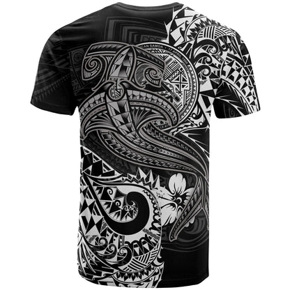 American Samoa T-shirt - White Shark Polynesian Tattoo