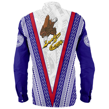 American Samoa Long Sleeve Shirt Polynesian Tribal Flag