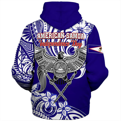 American Samoa Sherpa Hoodie Tribal Polynesian Eagle Style