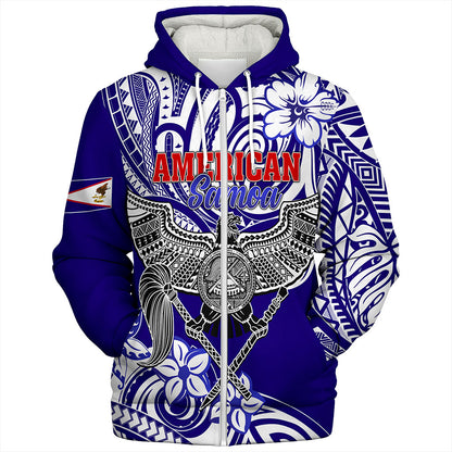 American Samoa Sherpa Hoodie Tribal Polynesian Eagle Style